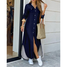 Load image into Gallery viewer, Felicia - Unifarbenes Langärmeliges Hemdkleid