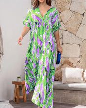 Load image into Gallery viewer, Divine - Auffälliges Kleid mit Farbblockdruck und V-Ausschnitt