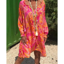 Load image into Gallery viewer, Felly - Langärmeliges Knielanges Kleid mit Druck
