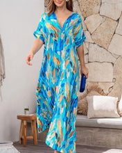 Load image into Gallery viewer, Divine - Auffälliges Kleid mit Farbblockdruck und V-Ausschnitt