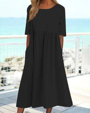 Load image into Gallery viewer, Keyel - Einfarbiges Kleid aus Baumwollleinen