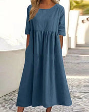 Load image into Gallery viewer, Keyel - Einfarbiges Kleid aus Baumwollleinen