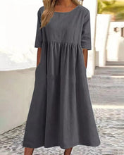 Load image into Gallery viewer, Keyel - Einfarbiges Kleid aus Baumwollleinen