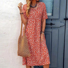 Load image into Gallery viewer, Adnha - Lässiges Kleid mit Rundhalsausschnitt und Blumenmuster
