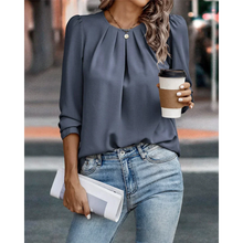 Load image into Gallery viewer, Cheena - Plissierte Bluse mit Puffärmeln