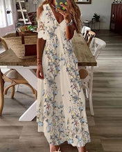Load image into Gallery viewer, Monty - Kleid mit Blumendruck und kurzen Spitzenärmeln