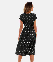 Load image into Gallery viewer, Jasmira - Elegante midi-jurk met stippenpatroon en ceintuur in de taille