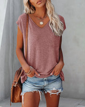 Load image into Gallery viewer, Genelyn - Einfarbiges Tanktop mit V-Ausschnitt und Flügelärmeln