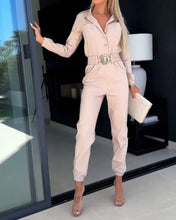 Load image into Gallery viewer, Fina - Denim Elastischer Shirt-Jumpsuit