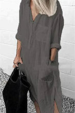Load image into Gallery viewer, Nancy - Elegantes einfarbiges Hemdkleid mit Schlitz