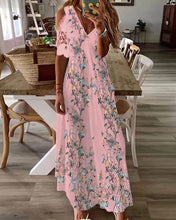 Load image into Gallery viewer, Monty - Kleid mit Blumendruck und kurzen Spitzenärmeln