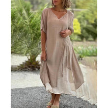 Load image into Gallery viewer, Elysia - Asymmetrisches Kurzarmkleid mit V-Ausschnitt