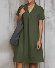 Load image into Gallery viewer, Rhea Mae - Lockeres einfarbiges Kleid aus Baumwolle und Leinen