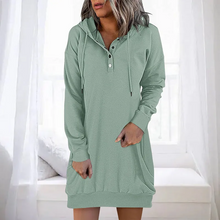 Load image into Gallery viewer, Cherry - Kleid mit Kapuze und Knopfleiste