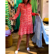 Load image into Gallery viewer, Judith - Kleid mit V-Ausschnitt und Blumendruck auf dem Revers