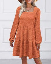 Load image into Gallery viewer, Milagros - Einfarbiges, langärmliges kleid mit eckigem ausschnitt