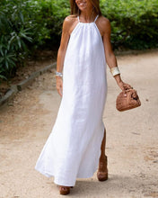Load image into Gallery viewer, Jessica - Einfarbiges Neckholder-Schlitzkleid