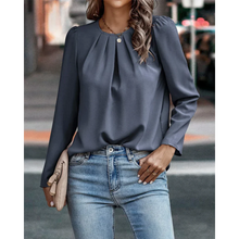 Load image into Gallery viewer, Cheena - Plissierte Bluse mit Puffärmeln