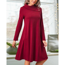 Load image into Gallery viewer, Rosalind - Rotes Elegantes Kleid mit Nappeln