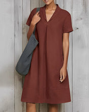 Load image into Gallery viewer, Rhea Mae - Lockeres einfarbiges Kleid aus Baumwolle und Leinen