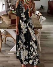 Load image into Gallery viewer, Monty - Kleid mit Blumendruck und kurzen Spitzenärmeln