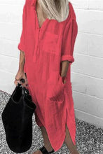 Load image into Gallery viewer, Nancy - Elegantes einfarbiges Hemdkleid mit Schlitz