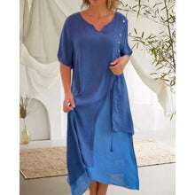 Load image into Gallery viewer, Lenja - Asymmetrisches Kurzarmkleid mit V-Ausschnitt
