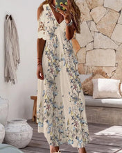 Load image into Gallery viewer, Monty - Kleid mit Blumendruck und kurzen Spitzenärmeln