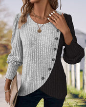 Load image into Gallery viewer, Pauline - Modischer Zweifarbiger Pullover mit Knöpfen