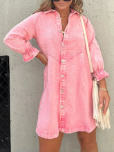 Load image into Gallery viewer, Wilma - Rosa Denim Hemd Kleid