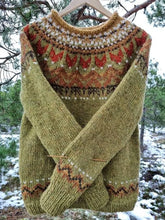 Load image into Gallery viewer, Louisa - Vintage isländischer Strick-Jacquard-Rundhalspullover
