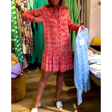 Load image into Gallery viewer, Judith - Kleid mit V-Ausschnitt und Blumendruck auf dem Revers