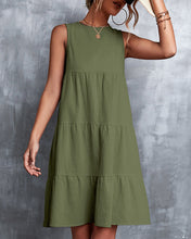 Load image into Gallery viewer, Siobe - A-Linie ärmelloses Kleid in Volltonfarbe
