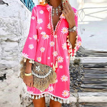 Load image into Gallery viewer, BohoBloom - Mini bohemien jurkje met kwastjes