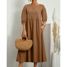 Load image into Gallery viewer, Alana - Midikleid aus Baumwolle und Leinen