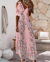 Load image into Gallery viewer, Monty - Kleid mit Blumendruck und kurzen Spitzenärmeln