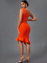 Load image into Gallery viewer, Ember - Oranje Bandage Jurk met één schouder