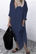 Load image into Gallery viewer, Nancy - Elegantes einfarbiges Hemdkleid mit Schlitz