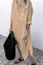 Load image into Gallery viewer, Nancy - Elegantes einfarbiges Hemdkleid mit Schlitz