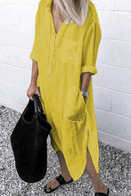 Load image into Gallery viewer, Nancy - Elegantes einfarbiges Hemdkleid mit Schlitz