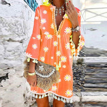 Load image into Gallery viewer, BohoBloom - Mini bohemien jurkje met kwastjes