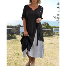 Load image into Gallery viewer, Lenja - Asymmetrisches Kurzarmkleid mit V-Ausschnitt