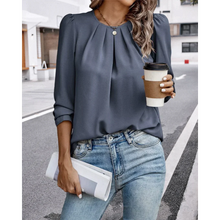 Load image into Gallery viewer, Cheena - Plissierte Bluse mit Puffärmeln