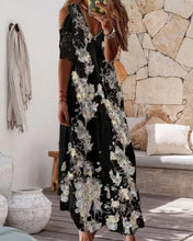 Load image into Gallery viewer, Monty - Kleid mit Blumendruck und kurzen Spitzenärmeln