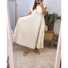 Load image into Gallery viewer, Remma - Ärmelloses, plissiertes, einfarbiges Kleid