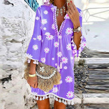 Load image into Gallery viewer, BohoBloom - Mini bohemien jurkje met kwastjes