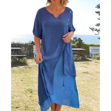 Load image into Gallery viewer, Lenja - Asymmetrisches Kurzarmkleid mit V-Ausschnitt