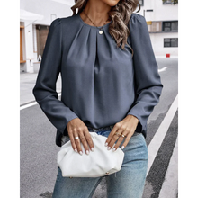 Load image into Gallery viewer, Cheena - Plissierte Bluse mit Puffärmeln
