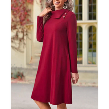 Load image into Gallery viewer, Rosalind - Rotes Elegantes Kleid mit Nappeln
