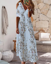 Load image into Gallery viewer, Monty - Kleid mit Blumendruck und kurzen Spitzenärmeln